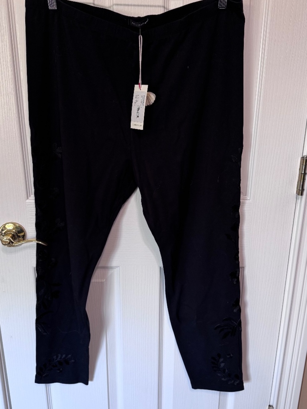 Johnny Was Embroidered Knit Leggings, Black, New With Tags, Size XXL